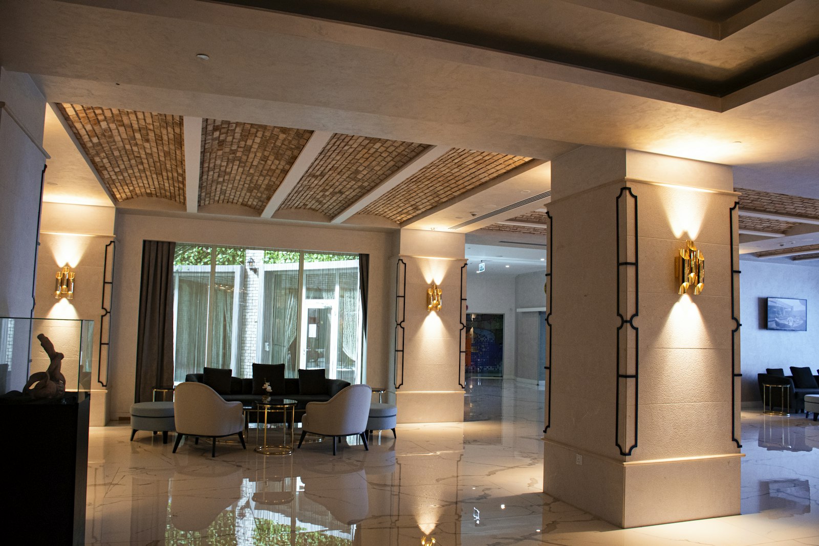 An elegant luxury hotel lobby